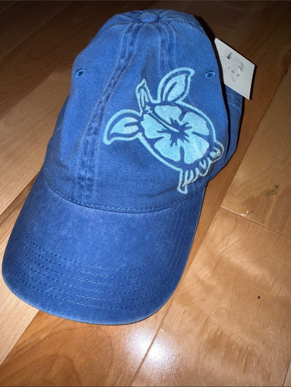 Blue Ladies soft Baseball Cap with Floral Turtle Patch NWT